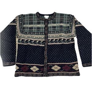 Vintage KB Collections Sweater Shetland Wool Women Icelandic Navy Med